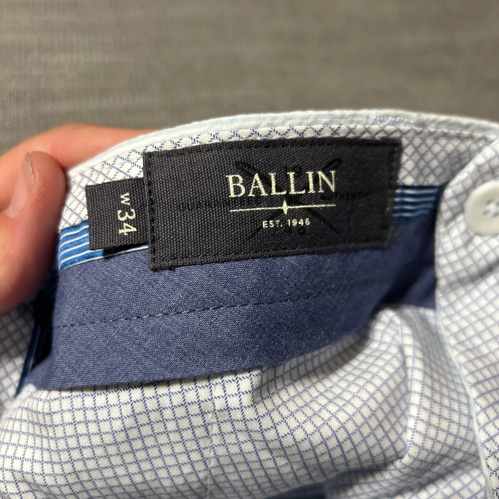 Ballin Mansfield Relaxed Fit Pants Mens 34 (Fits 35x36) Blue Seersucker Stripe